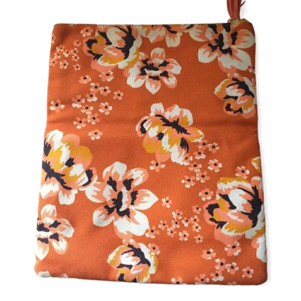 Rachel Pally Zahara Clutch Envelope Folding Floral Orange Blossoms Vegan Leather